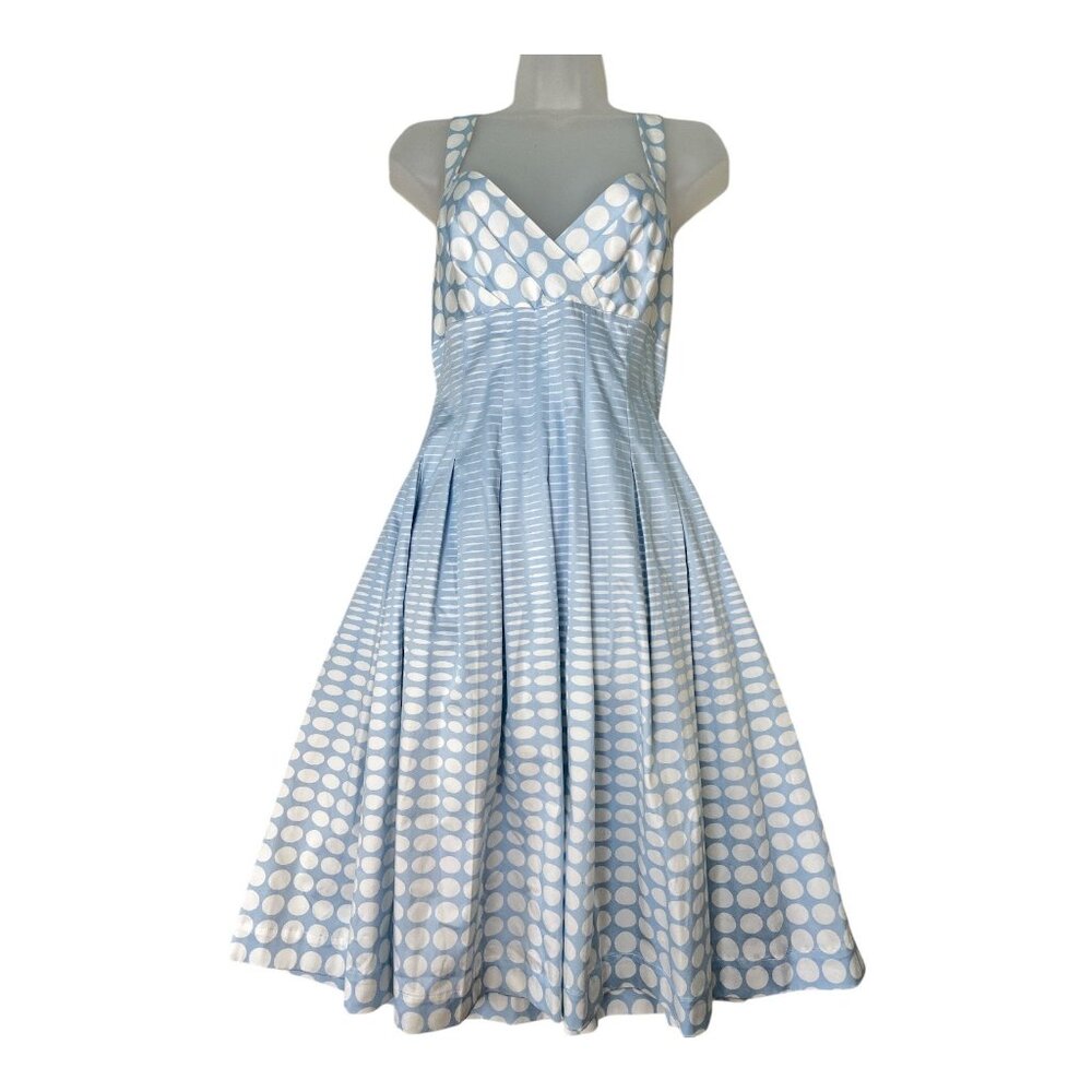 VTG Calvin Klein Blue/White Summer Small Dress Crisscross Back Straps Zipper